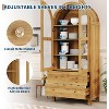71" Tall Arched Storage Cabinet with Acrylic Doors Modern Wooden Pantry Cabinet with 2 Drawers & Adjustable Shelves, Versatile Cupboard for Kitchen - 3 of 4