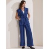 INSPIRE CHIC Women's Summer 2 Piece Outfits Cap Sleeve Tie Waist with Pockets Casual Wide Leg Pant Sets - 3 of 4