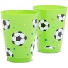 Blue Panda 16 Packs Soccer Ball Themed Reusable Plastic Cups for Kids Birthday Party Parties Supplies, Green - 3 of 4