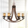 Franklin Iron Works Mahogany Wood Finish Chandelier 27 1/2" Wide Rustic Curving Clear Outer Scavo Inner Glass 6-Light Fixture Dining Room - 2 of 4