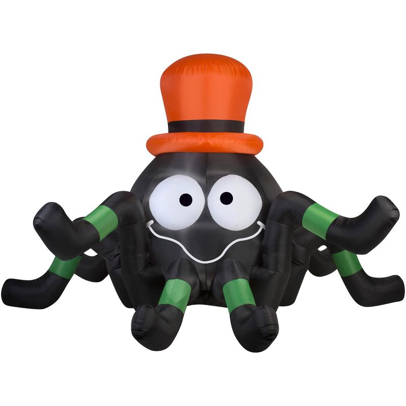 Gemmy Animated Airblown Inflatable Spider w/ Orange Hat Giant, 6 ft Tall, Multicolored, 1 of 4