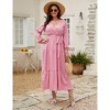 Plus Size Women's V Neck Long Sleeve Maxi Dress Floor Length Elegant Casual - 3 of 4