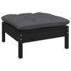 vidaXL 2-Seater Patio Sofa - Outdoor Relaxation Furniture with Cushions, Flexible Modular Design, Made from Solid Pinewood, Black - 3 of 4