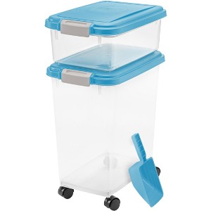 IRIS USA 30lbs+11lbs Airtight Pet Food Storage Container Combo with Scoop and Casters, up to 41lbs - 1 of 4