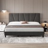 Twin Size Bed Frame with Headboard Adjustable, Linen Upholstered Twin Platform Bed with Headboard - 4 of 4