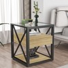 Dexmalle Modern Tempered Glass Top End Table with Drawer - 2 of 4