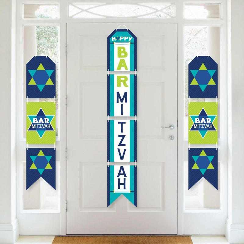 Big Dot of Happiness Blue Bar Mitzvah - Hanging Vertical Paper Door Banners - Boy Party Wall Decoration Kit - Indoor Door Decor, 1 of 8