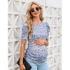 Clearlove Maternity Casual Shirts Women's Puff Short Sleeve T-Shirt Pregnancy Striped Ruched Side Tunic Top - 3 of 4