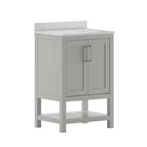 Taylor & Logan 24" Vivien Bathroom Vanity Gray: Stoneware Surface, Wood Frame, Drop-In Sink - 1 of 4