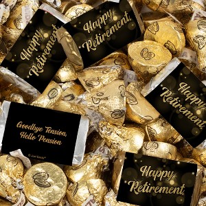 Happy Retirement Black & Gold Candy Mix - Wrapped Miniatures & Gold Almond Chocolate Kisses - 1 of 4