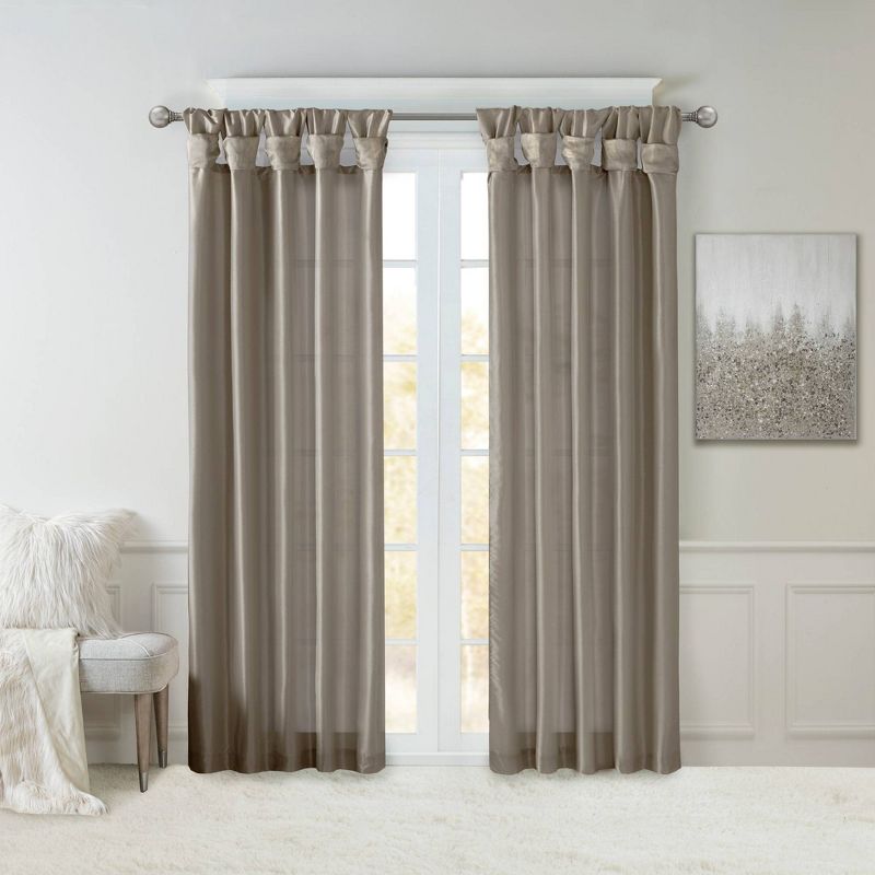 Lillian Twisted Tab Light Filtering Lined Curtain Panel, 1 of 13