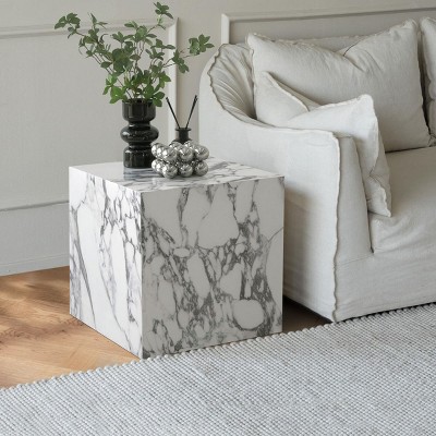 Bvlgari Marble Table Collection, Manufactured Wood Foild with Faux Marble Grain Paper Accent Table, DIning Table, Coffee Table - Maison Boucle