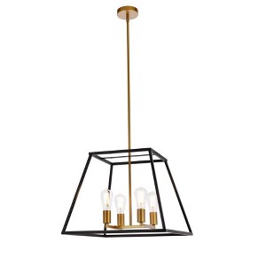 Elegant Lighting Declan 20 inch pendant in black and brass - 1 of 2