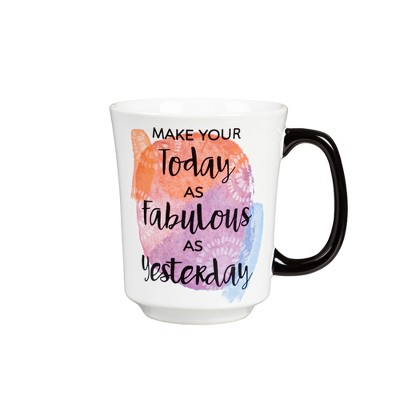 Inspirational Ceramic Mug with Black Handle, 14 oz