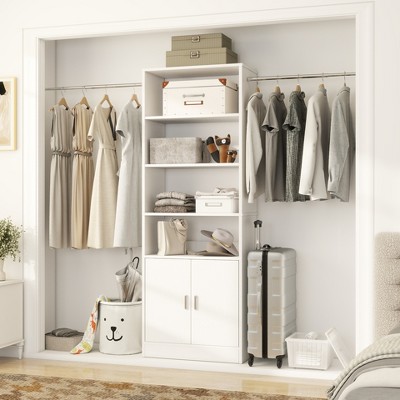 Aheaplus 25" - 103" Closet System with Cabinets, Wall-mounted Closet Organizer