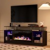 HYLEORY 70" Fireplace TV Stand, LED Light Entertainment Center with 36" Electric Fireplace Heater, Storage Media Console Table for Living Room - 4 of 4