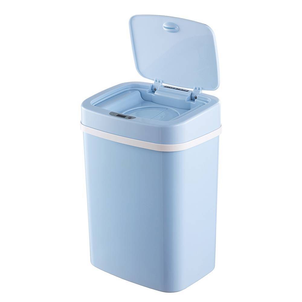 Nine Stars 16L/4.2gal Motion Sensor Oder Control Via Removable Inner Flaps Trash Can Light Blue