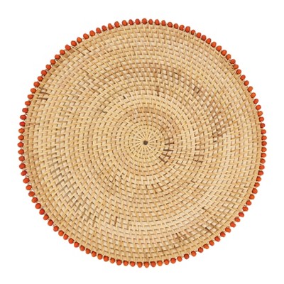 Saro Lifestyle Table Placemats With Beaded Border Design (Set of 4)