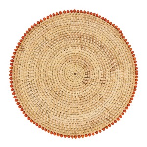 Saro Lifestyle Table Placemats With Beaded Border Design (Set of 4) - 1 of 3