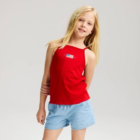 Детские Cat & Jack Girls' 4th of July Fitted 'Flag' Jersey Tank Top - Cat & Jack™ Red M