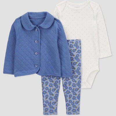 Image of Carter's Just One You® Baby Girls' Floral Top & Bottom Set - Blue 3M