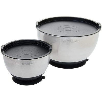 Lexi Home 2-set Stainless Steel Mixing Bowl Set With Lids In Black : Target