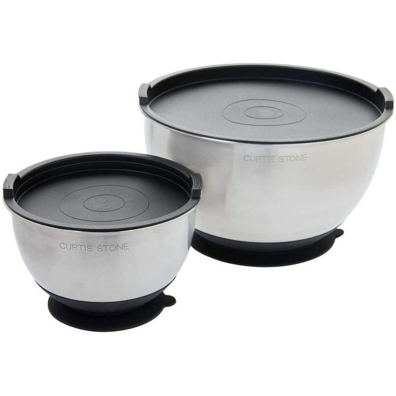 Lexi Home 2-Set Stainless Steel Mixing Bowl Set with Lids, 1 of 4