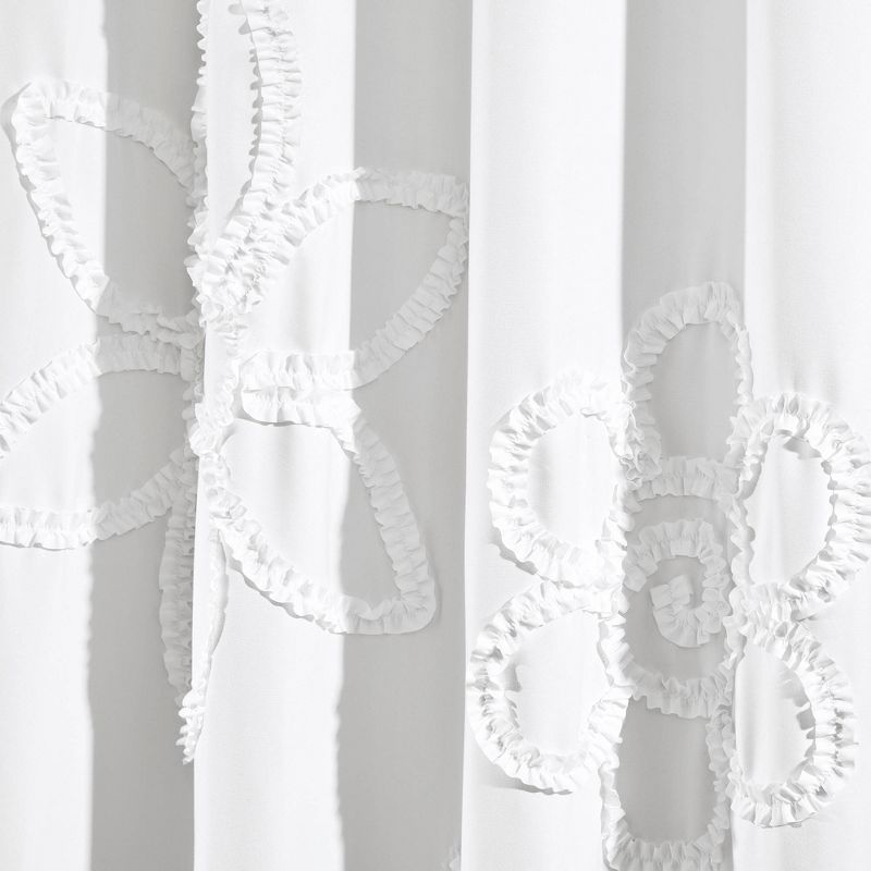 2pk 42&#34;x84&#34; Light Filtering Ruffle Flower Curtain Panels White - Lush D&#233;cor, 4 of 7