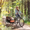 Aosom Elite 360 Swivel Bike Trailer for Kids Double Child Two-Wheel Bicycle Cargo Trailer With 2 Security Harnesses, Orange - 3 of 4