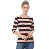 INSPIRE CHIC Women's Stripes Casual Basic Elbow Sleeves Boat Neck Slim Fit T-Shirts - 3 of 4