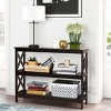 Tangkula Industrial 3-Tier Console Table X-Design Bookshelf Narrow Accent Table Black/Brown - 2 of 4