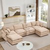 GDFStudio Oshan 130.71" Modern 4-Seater Wooden Chenille Upholstered Sectional Sofa with Movable Ottomans - 3 of 4