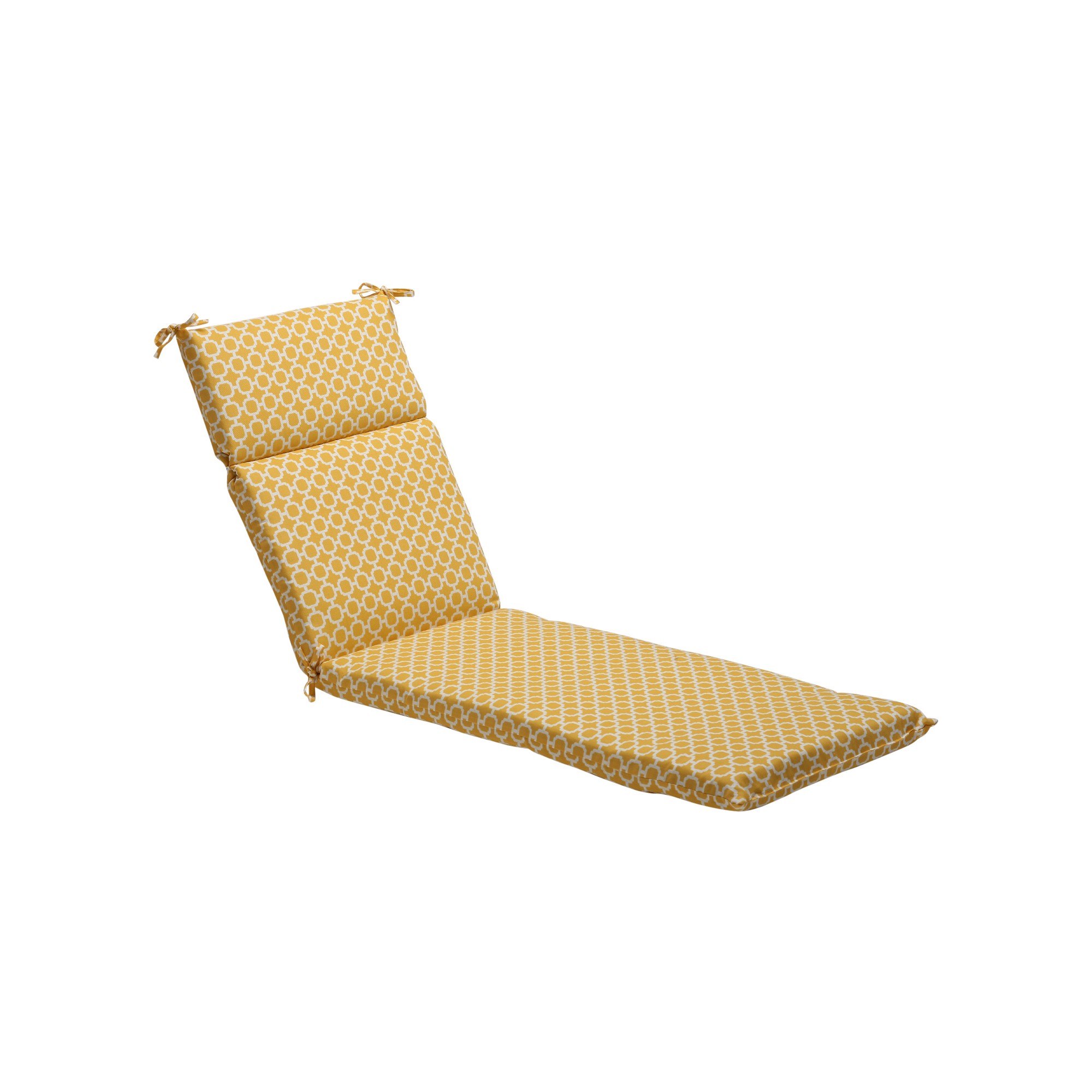 Outdoor Chaise Lounge Cushion - Yellow/White Geometric - Pillow Perfect