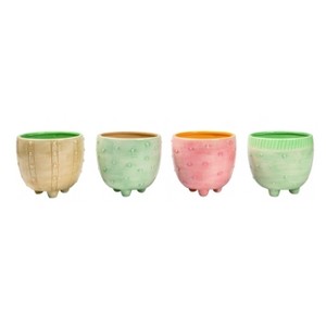 Transpac Medium Ceramic Footed Planter with Drainage Stylish Patterned Home Decor for Spring Planting - 1 of 1