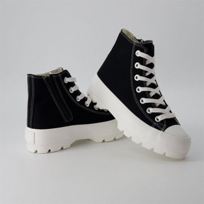 Женские кроссовки CUSHIONAIRE Women's Vespa high top Canvas Sneaker +Memory Foam and Side Zipper Black/White Zip 8.5 — фото 4