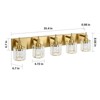 LLHZSY 5-Light Brass  Bathroom Vanity Light with Round Crystal Shade Bath Wall Light Sconce - 2 of 4