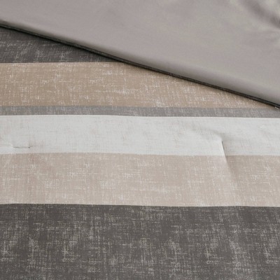 Full Taupe and Grey Microfiber Reversible Bed in a Bag Set