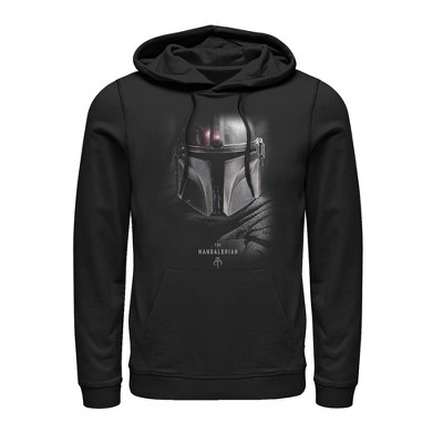 Star Wars Mens Star Wars: The Mandalorian Din Djarin Slim Fit Long Sleeve Hooded Graphic Sweatshirt - Black Small