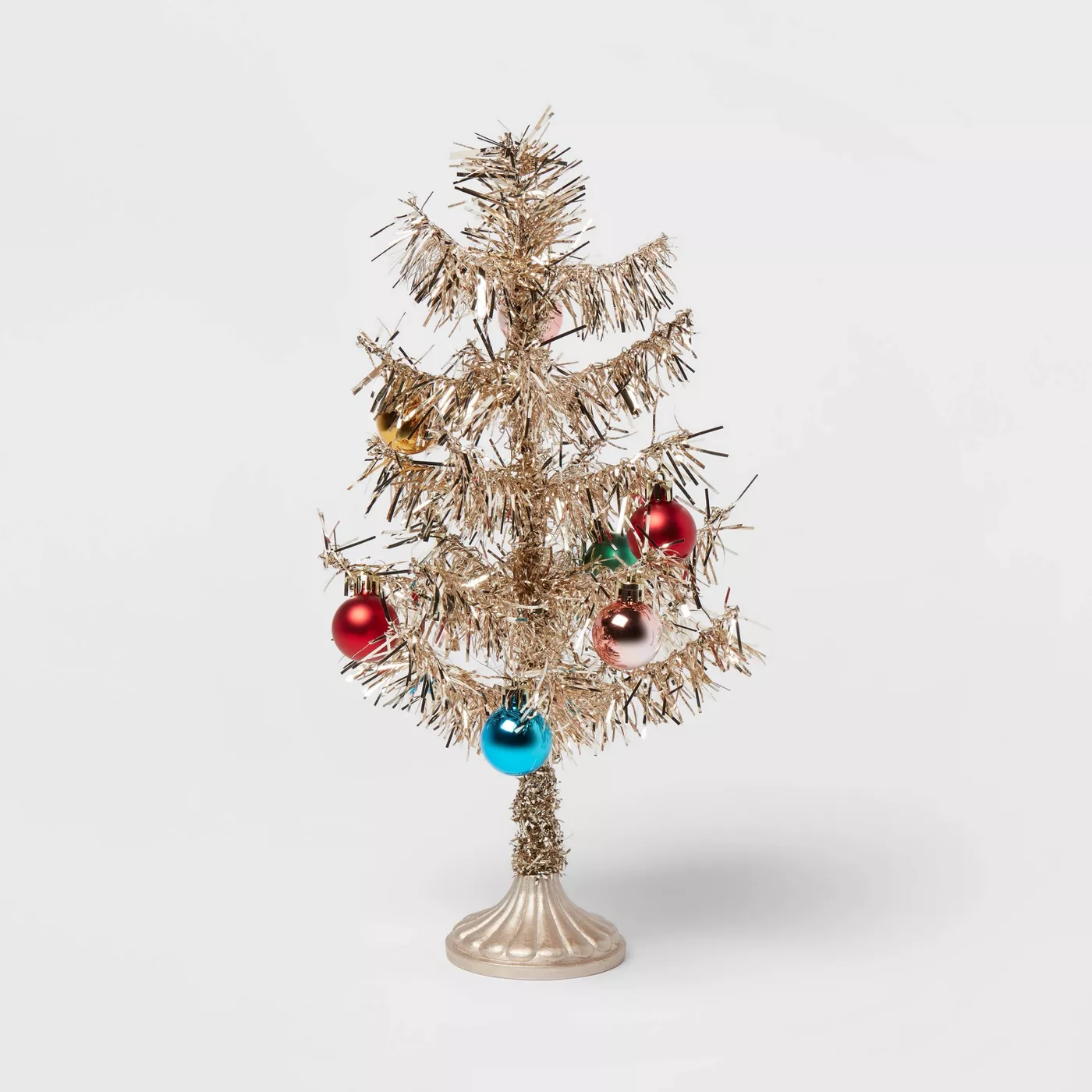 14" Artificial Christmas Tinsel Tree Gold - Opalhouse™ - image 1 of 4