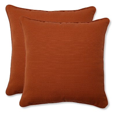 18.5"x18.5" Fresco 2pc Square Outdoor Throw Pillows Burnt Orange - Pillow Perfect: Weather-Resistant, Textured