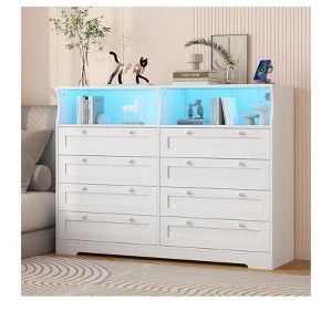 8-Drawer Wood Dresser, Modern Chest of Drawers for Bedroom, Living Room, Hallway, Entryway - 1 of 4