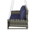 2-Person Wicker Hanging Porch Swing with Chains, Cushion, Pillow, Rattan Swing Bench for Garden, Backyard, Pond. - 2 of 4