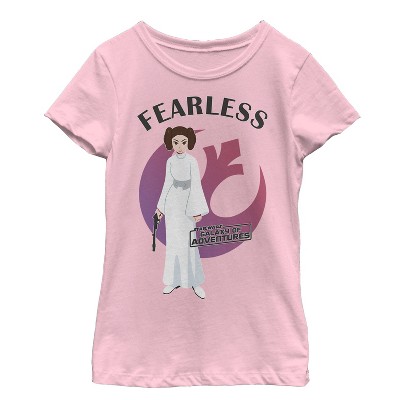 Girl's Star Wars Galaxy of Adventures Fearless Princess Leia T-Shirt -  Light Pink - Small
