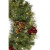 Perfect Holiday 24" Pre-lit Cheyenne Pine Wreath with Pine Cones & Holly Berry Clusters - 2 of 3