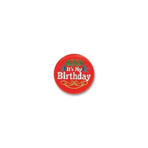 Beistle 2" It's My Birthday Satin Button Red 6/Pack BN191 - 1 of 1