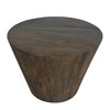 Royal Hampton 24 Inch Side End Table, Round Drum Shape, Handcrafted Mango Wood - 4 of 4