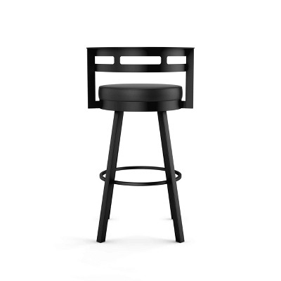 Black Faux Leather Swivel Counter Stool with Metal Frame