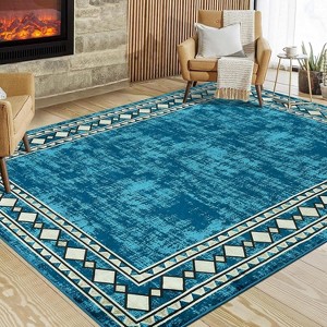 Acekool 5x7 Washable Rug – Modern Geometric Indoor Carpet, Non-Slip Ultra-Thin Floor Mat for Living Room & Bedroom - 1 of 4
