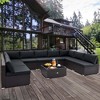 Costway 10 PCS Patio Rattan Furniture Set Outdoor Wicker Sofa Table Cushioned Seat Black/Brown - 2 of 4