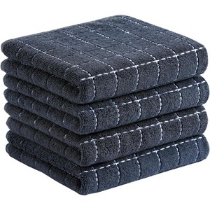 4-Pack Cotton Terry Kitchen Towels, Checkered Designed Soft and Super Absorbent Dish Towels, 13x28 inches - 1 of 4